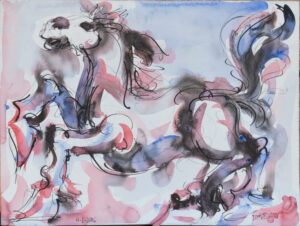 Caballos en acuarela