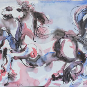 Caballos en acuarela